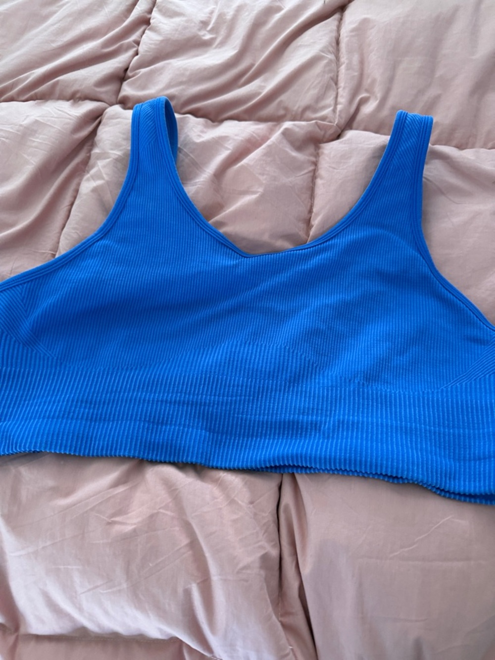 JoyLab Ribbed Crop Tank Top in Bright Blue